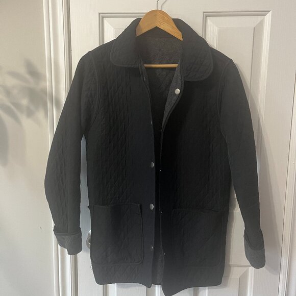 Vintage Penman's Quilted Black Grey Fleece Reversible Chore Jacket Women's Small - Picture 2 of 11